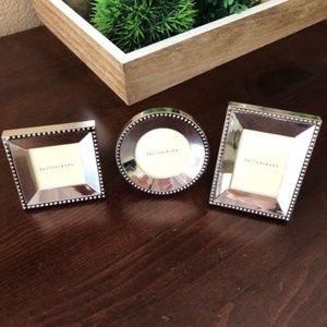Pottery Barn Silver Beaded Mini Frame Set (3)